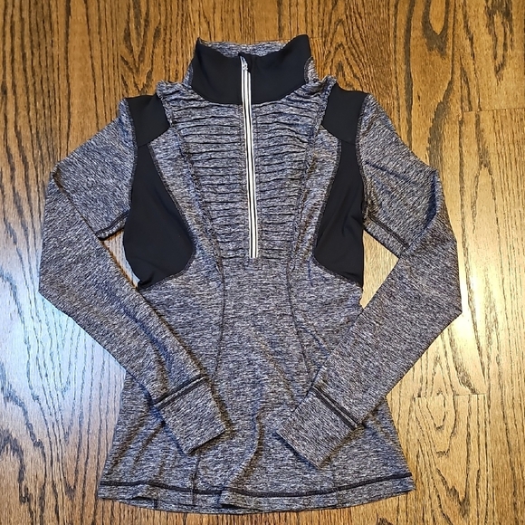 Lululemon Sweatshirt Womens 6 Run Your Heart Out Pullover 1/2 Zip Thumbholes - Picture 1 of 9